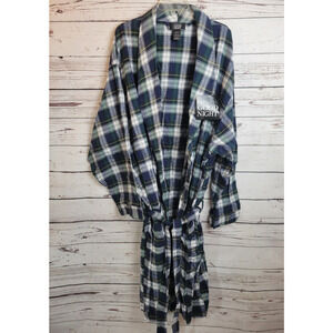 NWT Charles Good Night Blue Green Plaid Long Sleeve Belted Robe Men's Sz 2XT/3XT